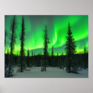 Aurora borealis na poster de inverno