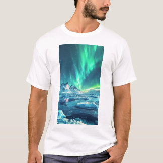 Aurora Borealis Panorâmica Incrível Vista T-Shirt