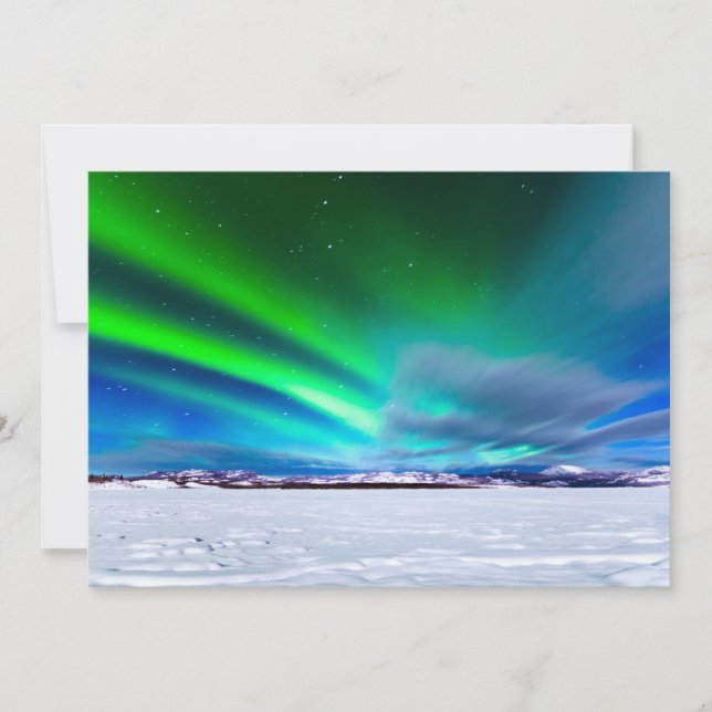 Aurora borealis sobre o lago Laberge congelado, Yu (Frente)