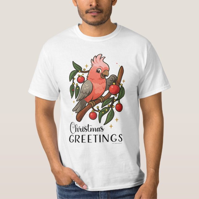 Aussie Galah Christmas Greetings T-Shirt (Frente)