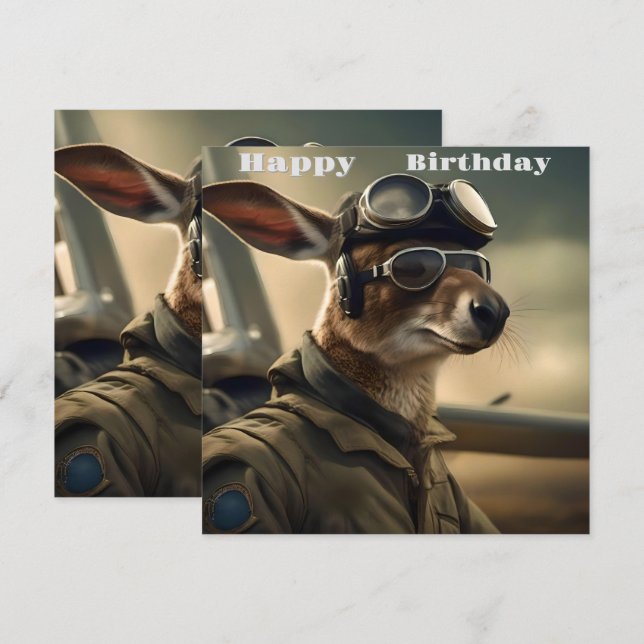 Aussie Kangaroo King Da Airways, Cartão De Anivers (Frente/Verso)