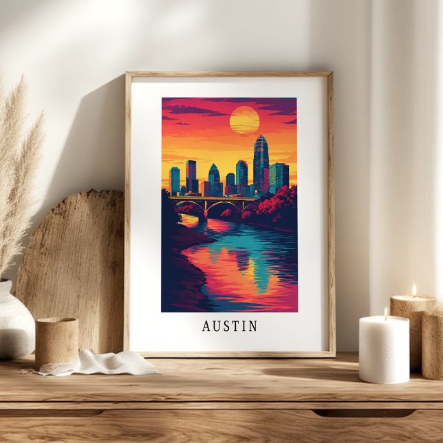 Austin City Sunset Skyline Poster (Criador carregado)