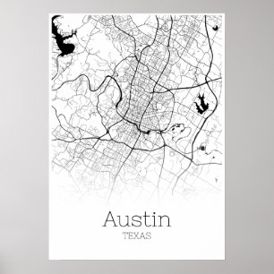 Austin Map - Texas - Poster do mapa da cidade