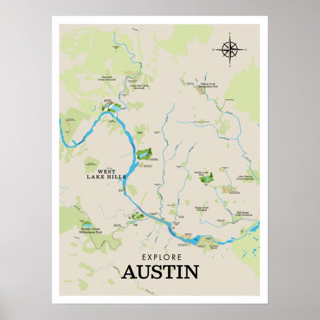 Austin Outdoor Map Poster (Frente)