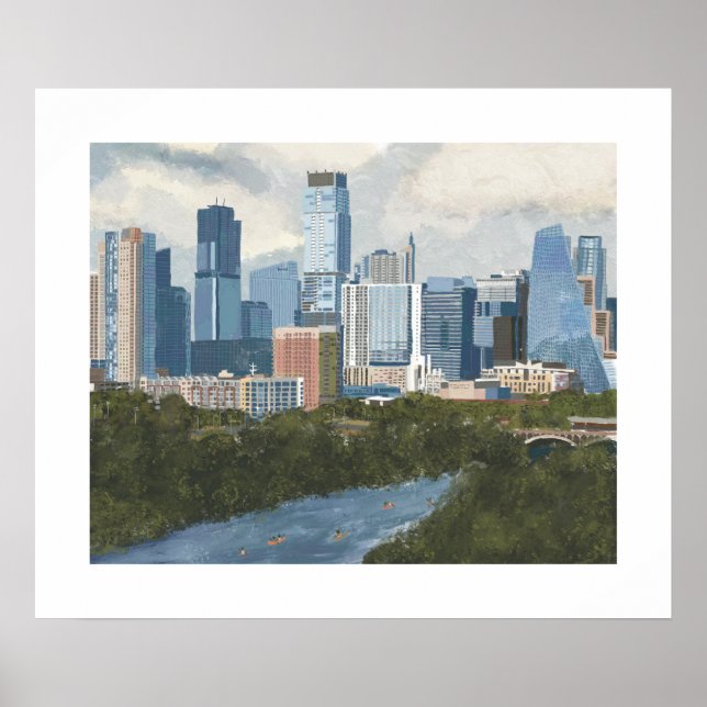 Austin Skyline Painted Art Impressão (Frente)