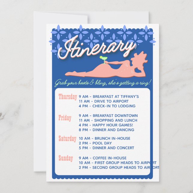 Austin Texas Bachelorette Weekend Itinerário (Verso)