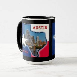 Austin, Texas com as cores da bandeira, Caneca