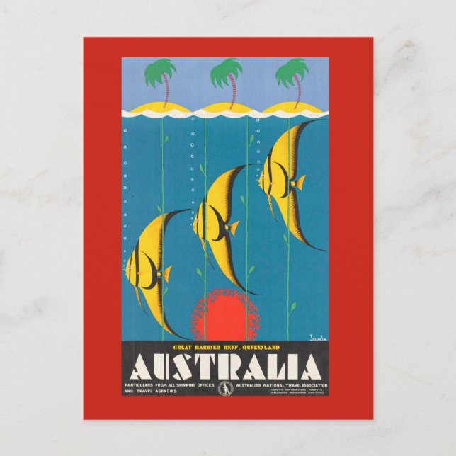 Austrália com cartão postal de Viagem de peixe (Frente)