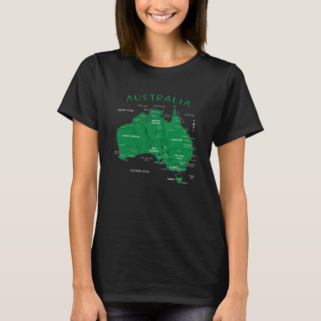 AUSTRÁLIA DETALHADA MAP T-Shirt (Frente)