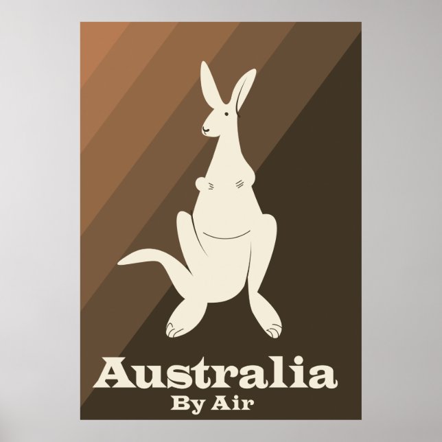 Austrália Por Air Kangaroo poster de viagens. (Frente)