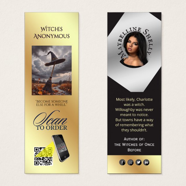  Author's Promotional Rose Gold Bookmarks (Frente & Verso)