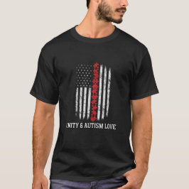 Autism Awareness American Flag Unity T-Shirt