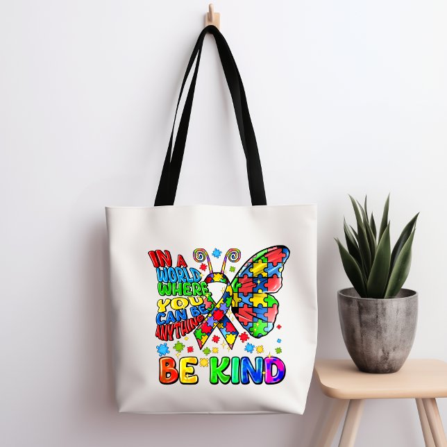 Autism Awareness Be Kind Tote Bag (Criador carregado)