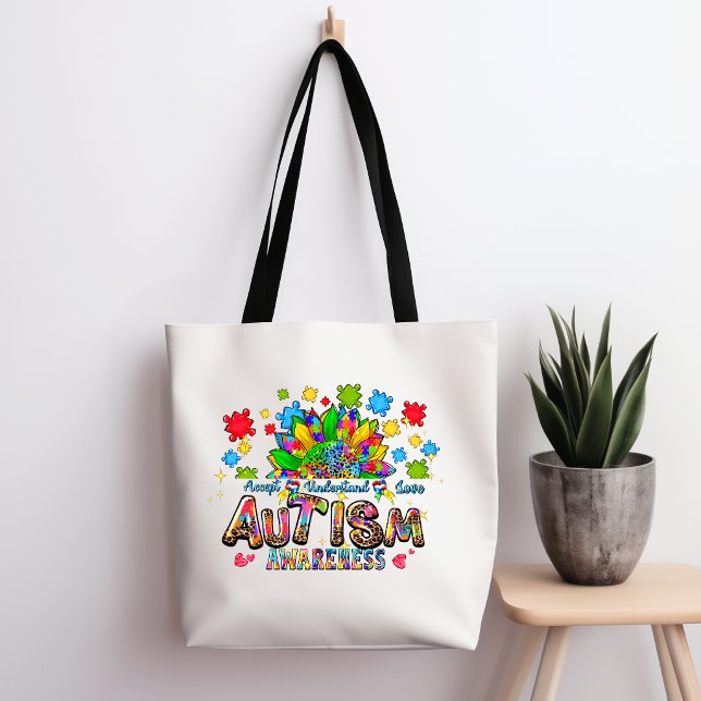 Autism Awareness Flower Tote Bag (Criador carregado)