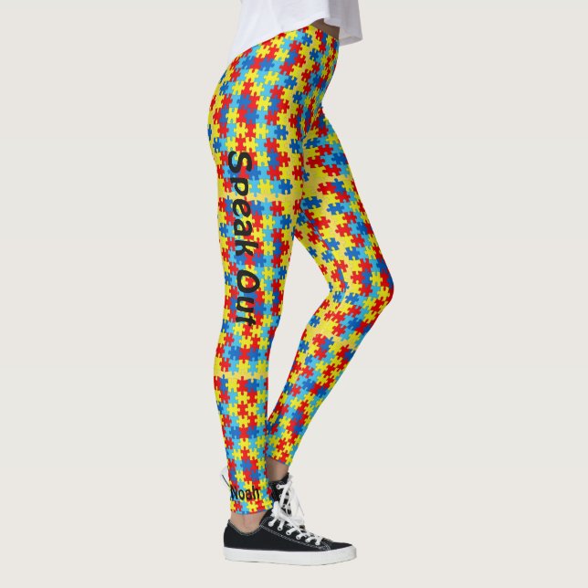 Autism Leggings Quebra-cabeça Yoga exercícios (Direita)