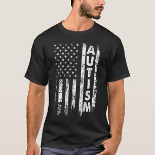 Autism T-Shirt American Flag Grunge