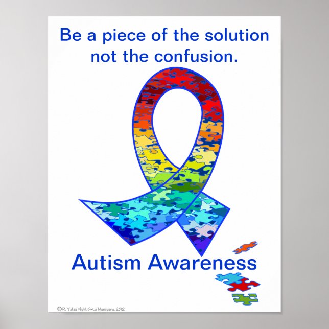 Autismo Consciência Arco-Íris Quebra-cabeça Poster (Frente)
