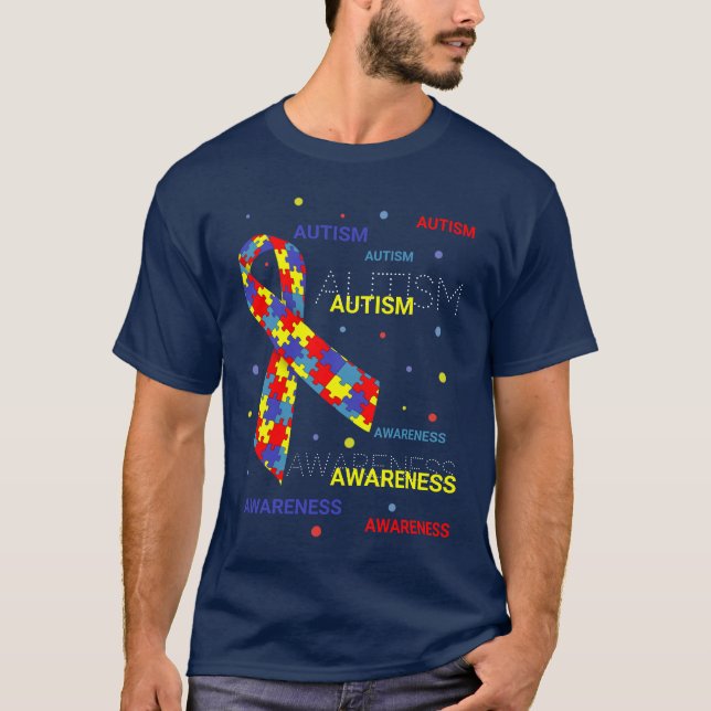 Autismo Consciência pontos escuros de T-Shirt (Frente)