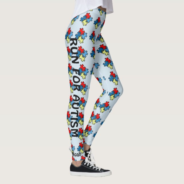 Autismo executando leggings Quebra-cabeça Blue Pan (Direita)