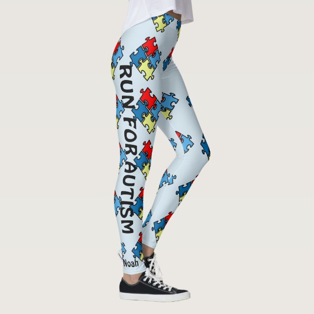 Autismo executando leggings Quebra-cabeça Blue Pan (Direita)