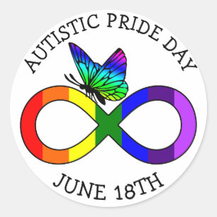 Autismo orgulho dia etiquetas do 18 de junho