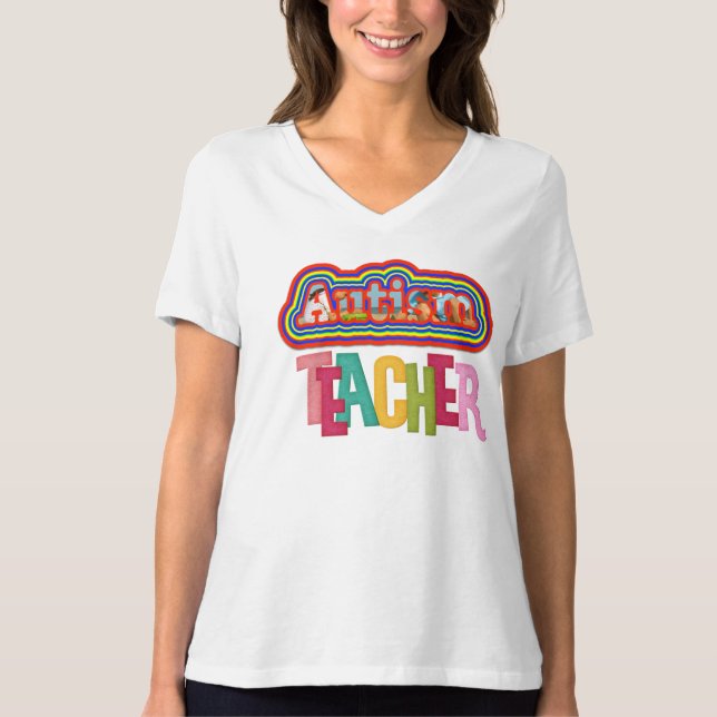 Autismo Professora Camisa Do Pescoço V (Frente)