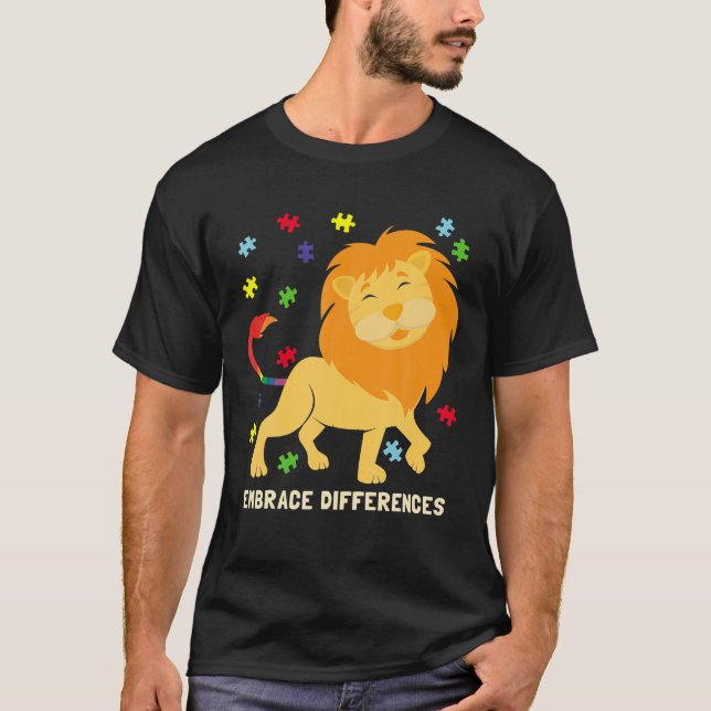 Autismo Sensibilização Camisa Quebra-cabeça de Leã (Frente)