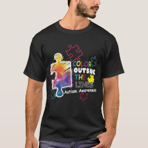 Autismo Sensibilização t Camisa Cor fora da linha