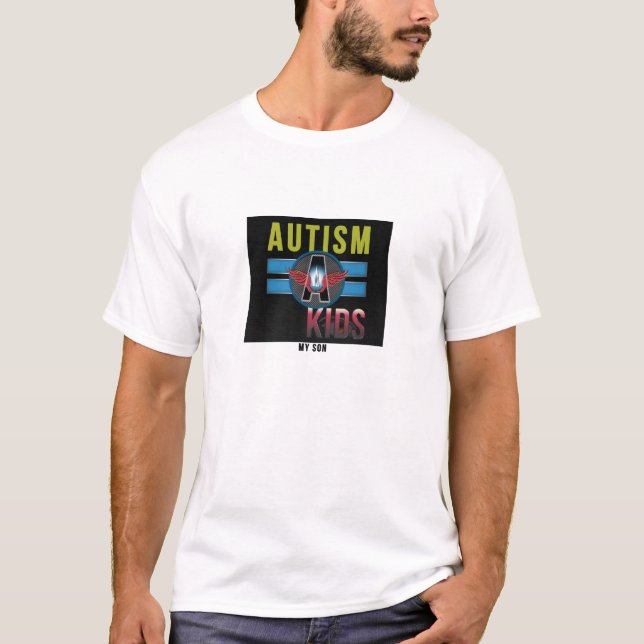 "Autismo t-shirt básico dos homens dos miúdos", (Frente)