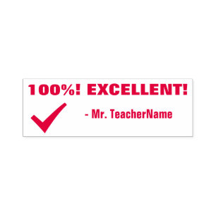 Auto Entintado "100%! EXCELENTE!" Carimbo de borracha de educador