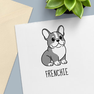 Auto Entintado Adorável Carimbo de Nome Personalizado de Bulldog 