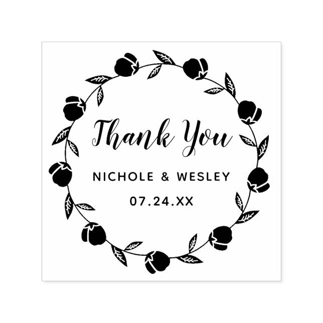 Auto Entintado Bonito Floral Wreath | Carimbo de autoimpressão (Design)