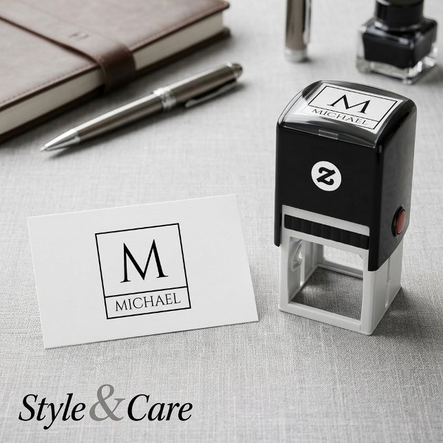 Auto Entintado Carimbo Automático com Nome e Inicial (Self-Inking Stamp Featuring Your Name and Initial)