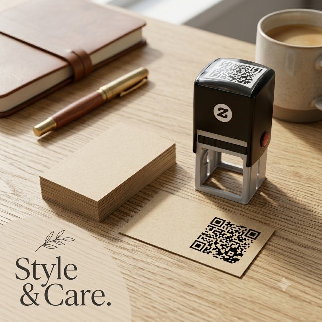 Auto Entintado Carimbo Automático de Código QR Personalizado 1,5  (Custom QR Code Self-Inking Stamp 1.5 x 1.5 Inch)