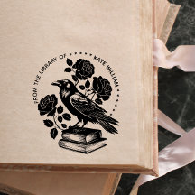 Carimbo Automático Ex Libris Corvo Floral