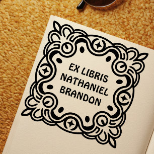 Auto Entintado Carimbo Automático Ex Libris Groovy Swirls para Li