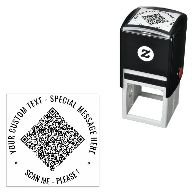 Auto Entintado Carimbo Automático Redondo com Código QR e Texto P (In Situ)