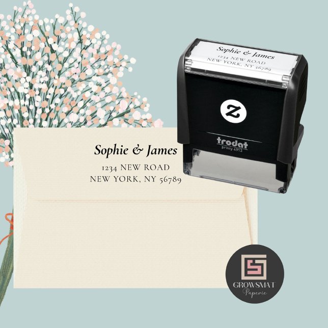 Auto Entintado Carimbo de Autenticação de Script de Endereço de R (Minimalist return address self-inking stamp)