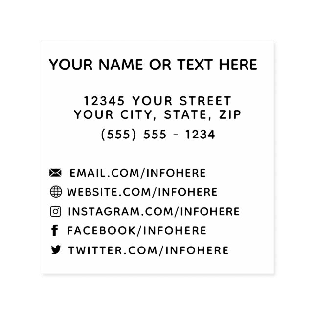 Auto Entintado Carimbo de Autocolagem de Informações de Contato d (Design)