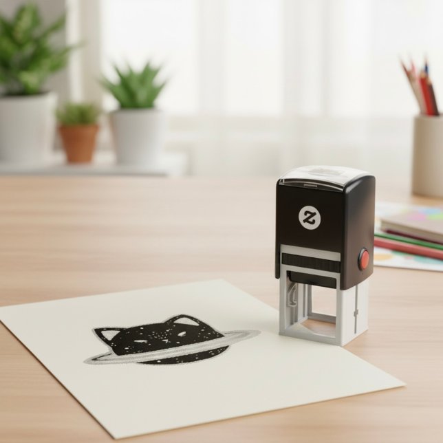 Auto Entintado Carimbo De Autocolante De Gato Planeta (Criador carregado)