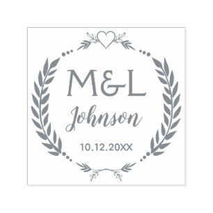 Auto Entintado Carimbo de Autotinta de Casamento de Monogramas Pe