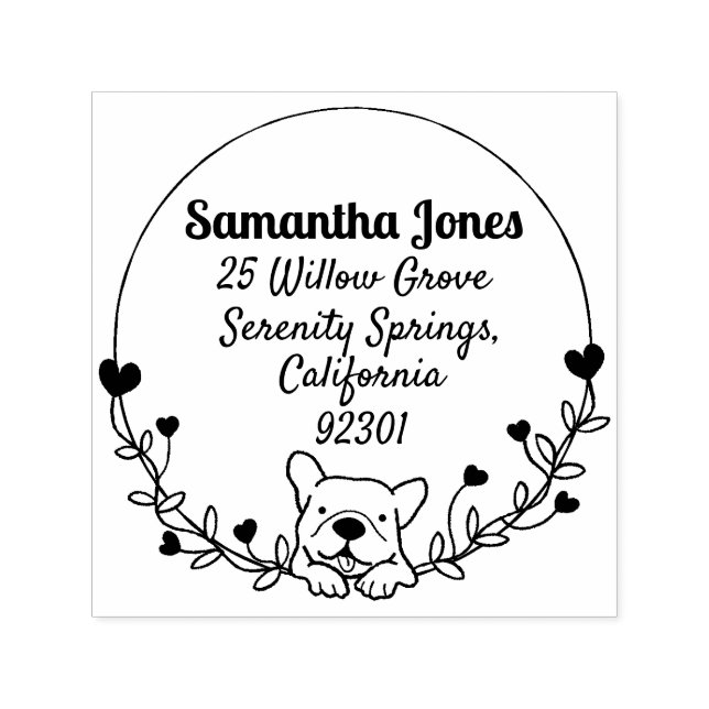 Auto Entintado Carimbo de borracha autopicante de buldogue francê (Design)