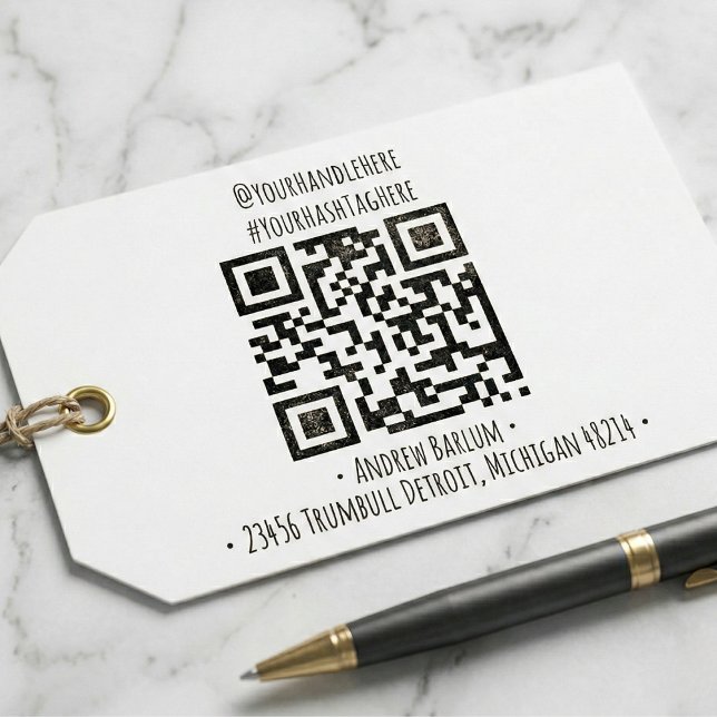 Auto Entintado Carimbo de Borracha de Código QR Personalizado (Custom QR Code Rubber Stamp)