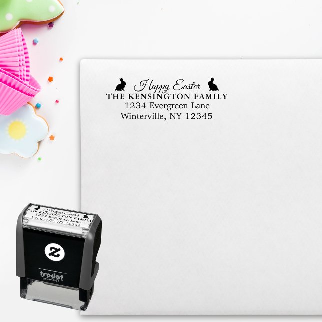 Auto Entintado Carimbo de borracha de coelho personalizado (Personalized Easter Bunny Rubber Stamp)