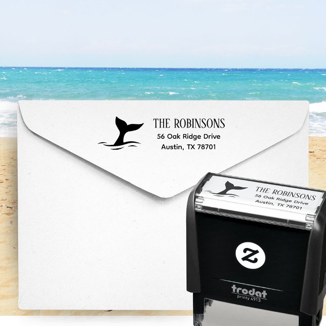 Auto Entintado Carimbo de Borracha de Injeção Automática de Ender (Dolphin fin family address self inking stamp)
