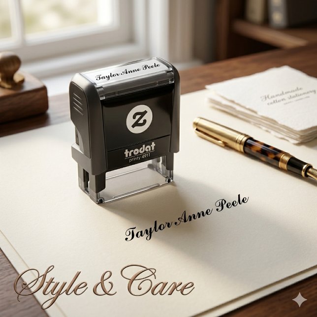 Auto Entintado Carimbo de Borracha de Nome Personalizado Automáti (Custom Name Self-Inking Rubber Stamp 1.4 x 0.4
)