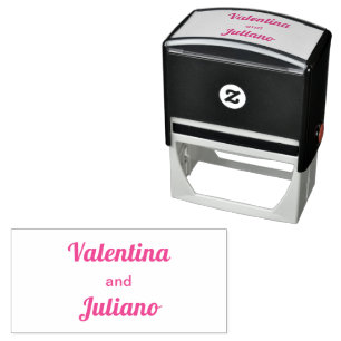 Auto Entintado Carimbo de Casamento Rosa Minimalista Estilo Tipog