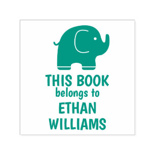 Auto Entintado Carimbo De Elefante Verde Este Livro Pertence A