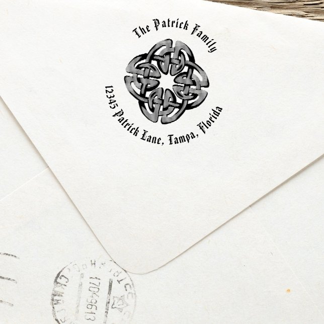Auto Entintado Carimbo de Endereço de Devolução Celta Simples Rus (Celtic cross return address stamp. )