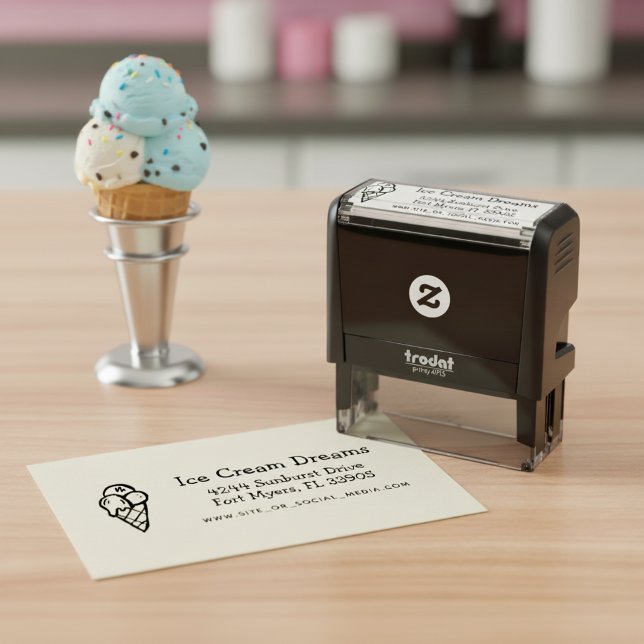 Auto Entintado Carimbo de Endereço de Devolução de Negócios de So (Ice cream shop business stamp.)